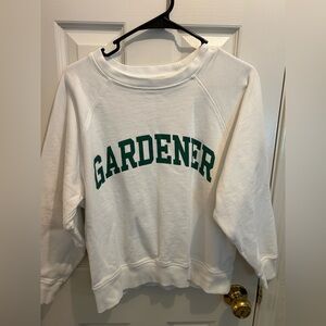 J. Crew White Sweatshirt with Green Print